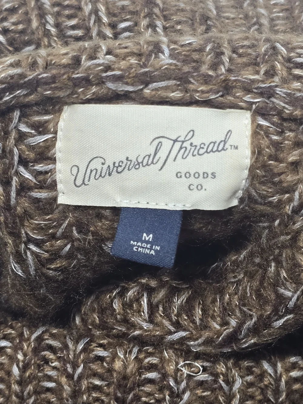 Universal Thread Brown Marled Chunky Cable Knit Cowl Neck Sweater Medium - Picture 9 of 9